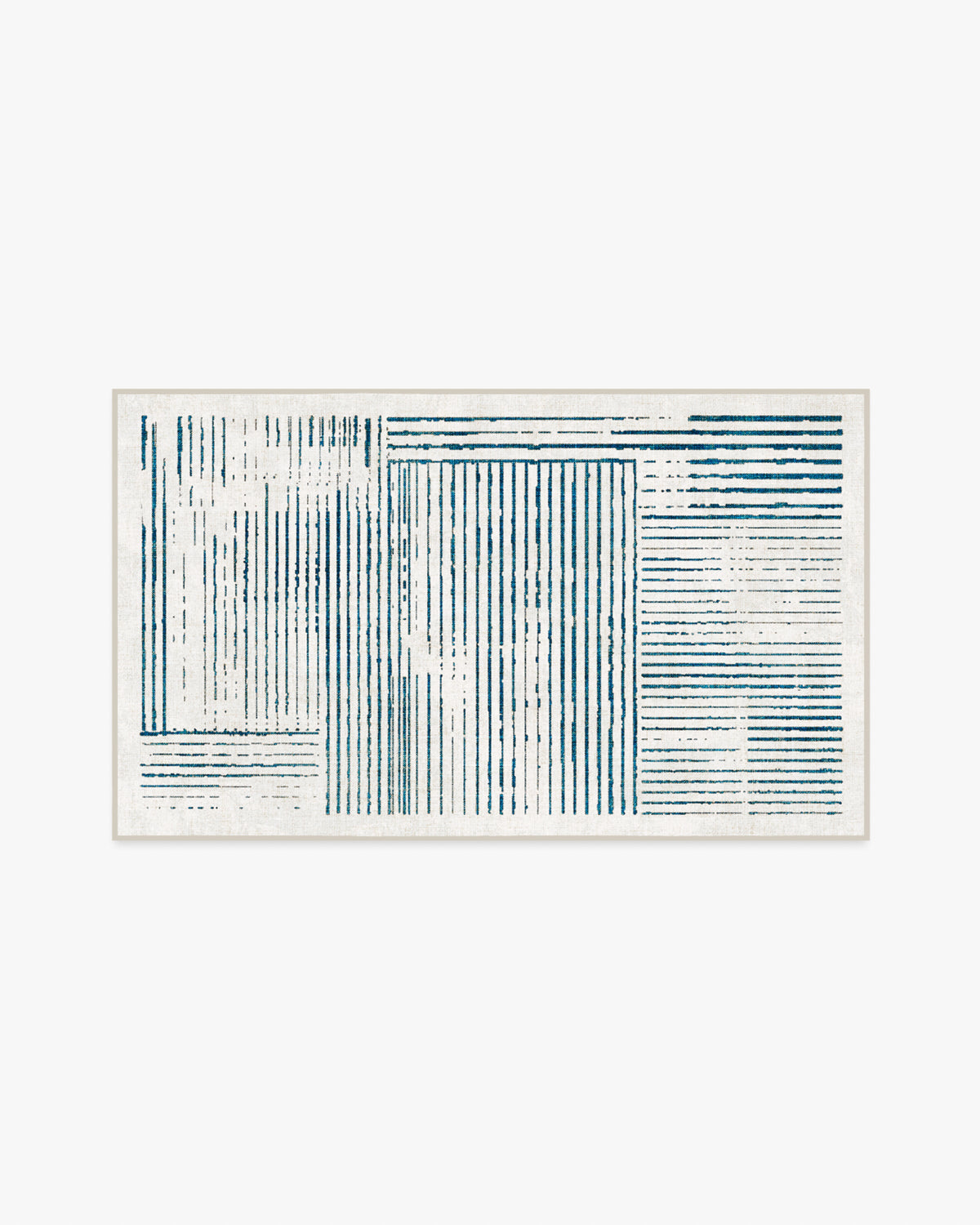 Linear Oasis — Halı, Fildişi ve Mavi, AREA, beyaz zemin, 3x5