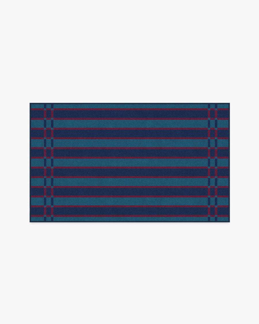 Helen Varsity Stripe — Halı, Turkuaz Lacivert, AREA, beyaz zemin, 3x5