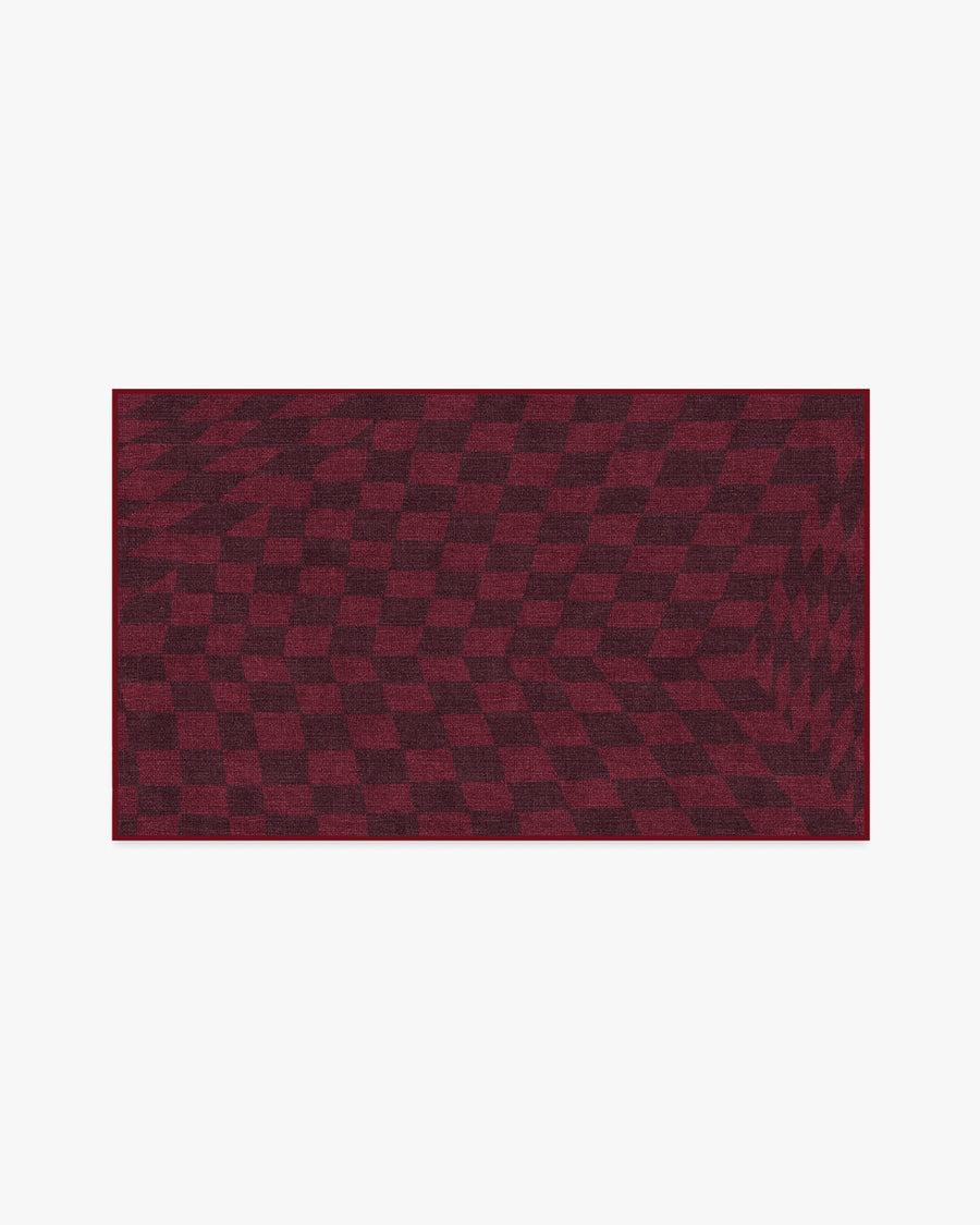 Ricardo Checkerboard — Halı, Bordo, AREA, beyaz zemin, 3x5