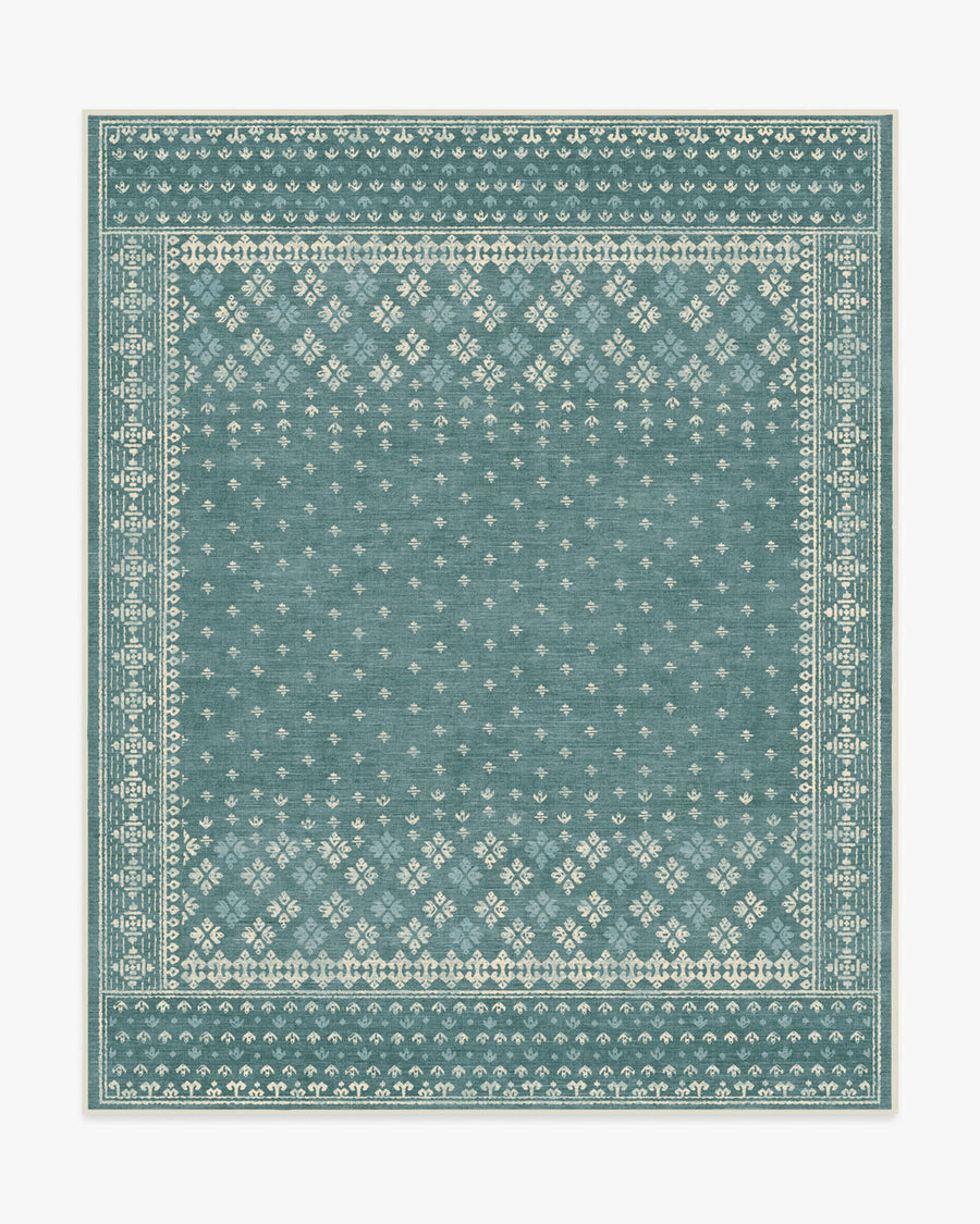 Fernanda — Halı, Arduvaz Mavisi, AREA, beyaz zemin, 8x10