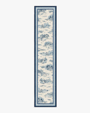 Provence Toile — Halı, Delft Mavisi, RUNNER, beyaz zemin, 2x12
