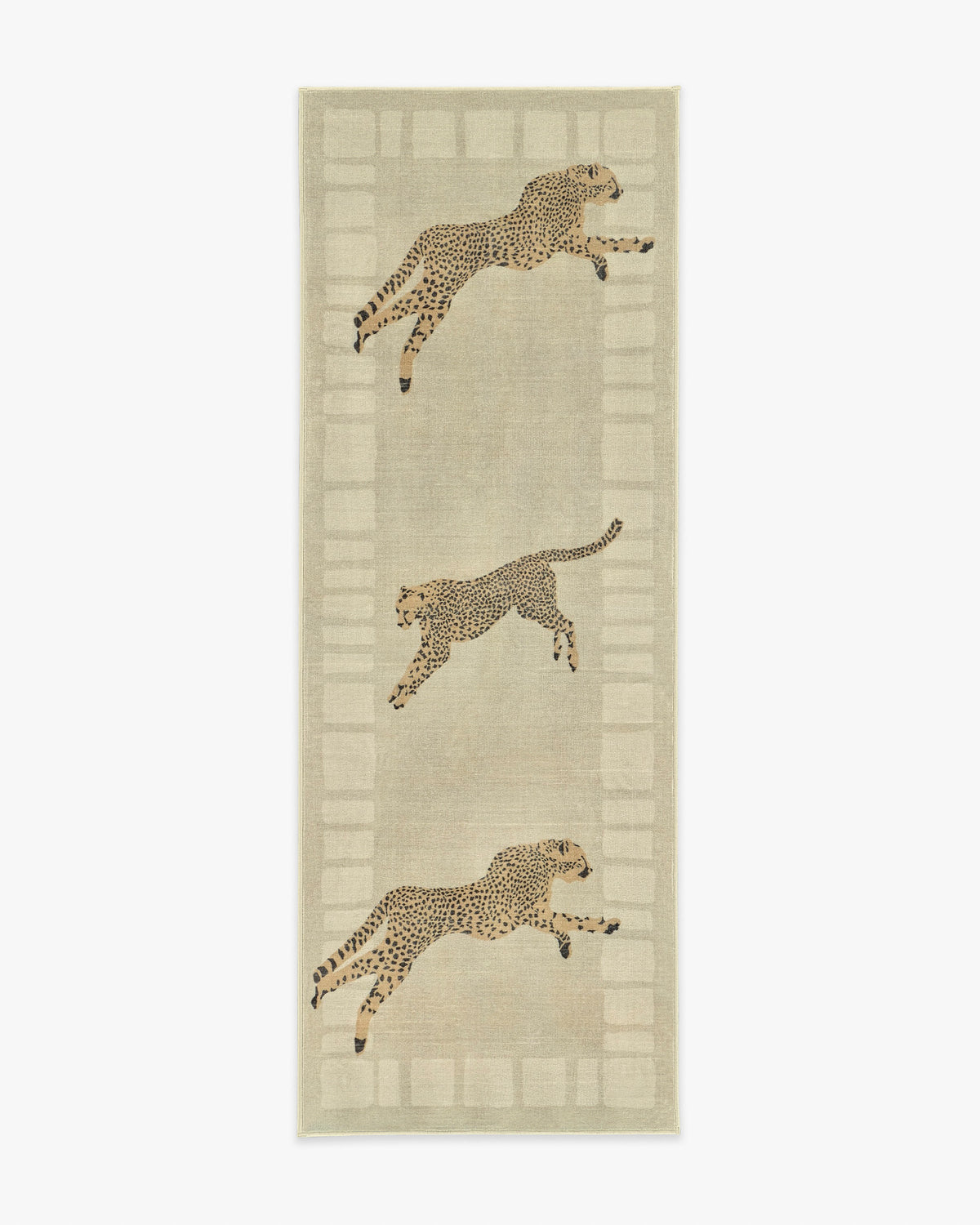 Leaping Cheetah — Halı, Kum, RUNNER, beyaz zemin, 2x7