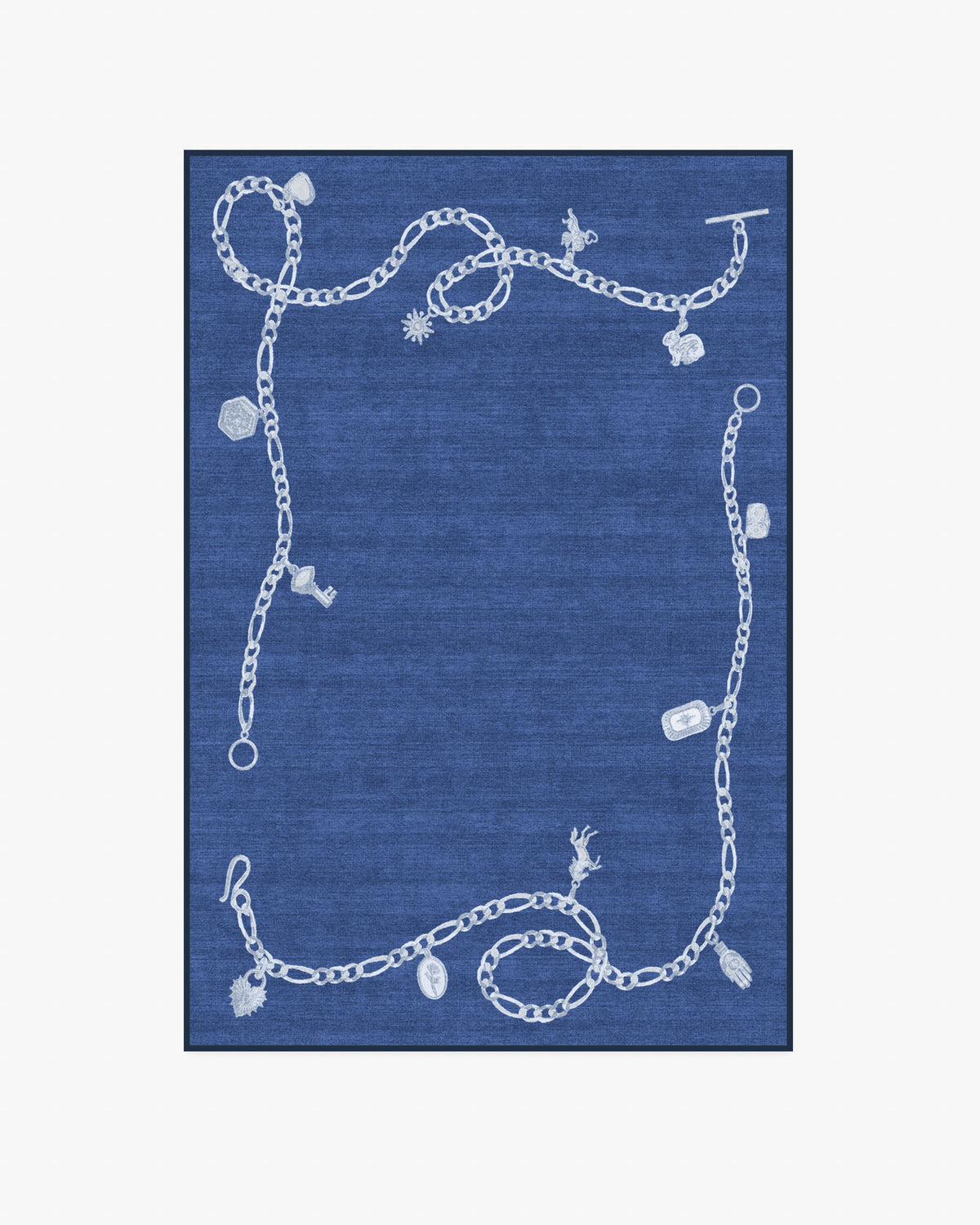 M E Charms — Halı, Gece Mavisi, AREA, beyaz zemin, 4x6