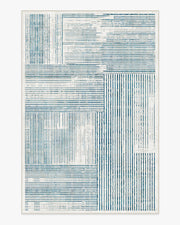 Linear Oasis — Halı, Fildişi ve Mavi, AREA, beyaz zemin, 6x9