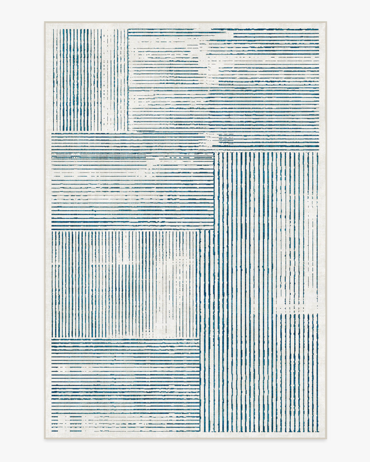 Linear Oasis — Halı, Fildişi ve Mavi, AREA, beyaz zemin, 6x9