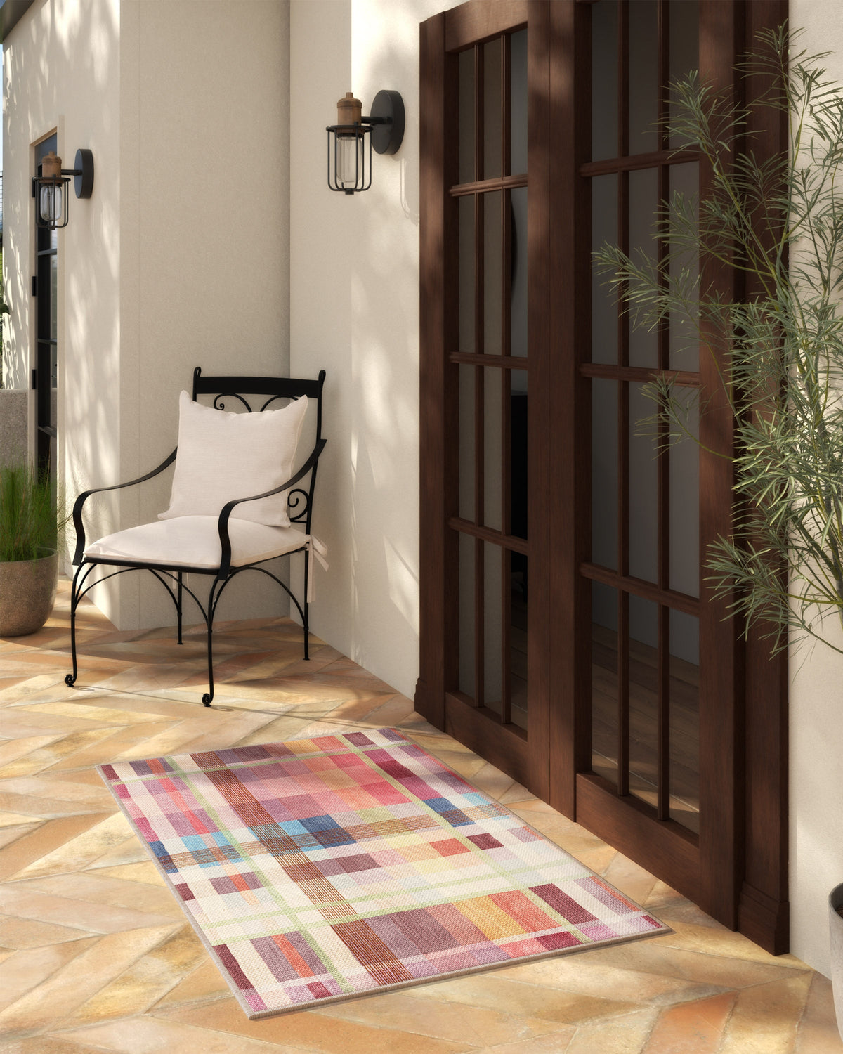 Margot Plaid Berry — Halı, Çok Renkli, AREA, yaşam alanı, 3x5
