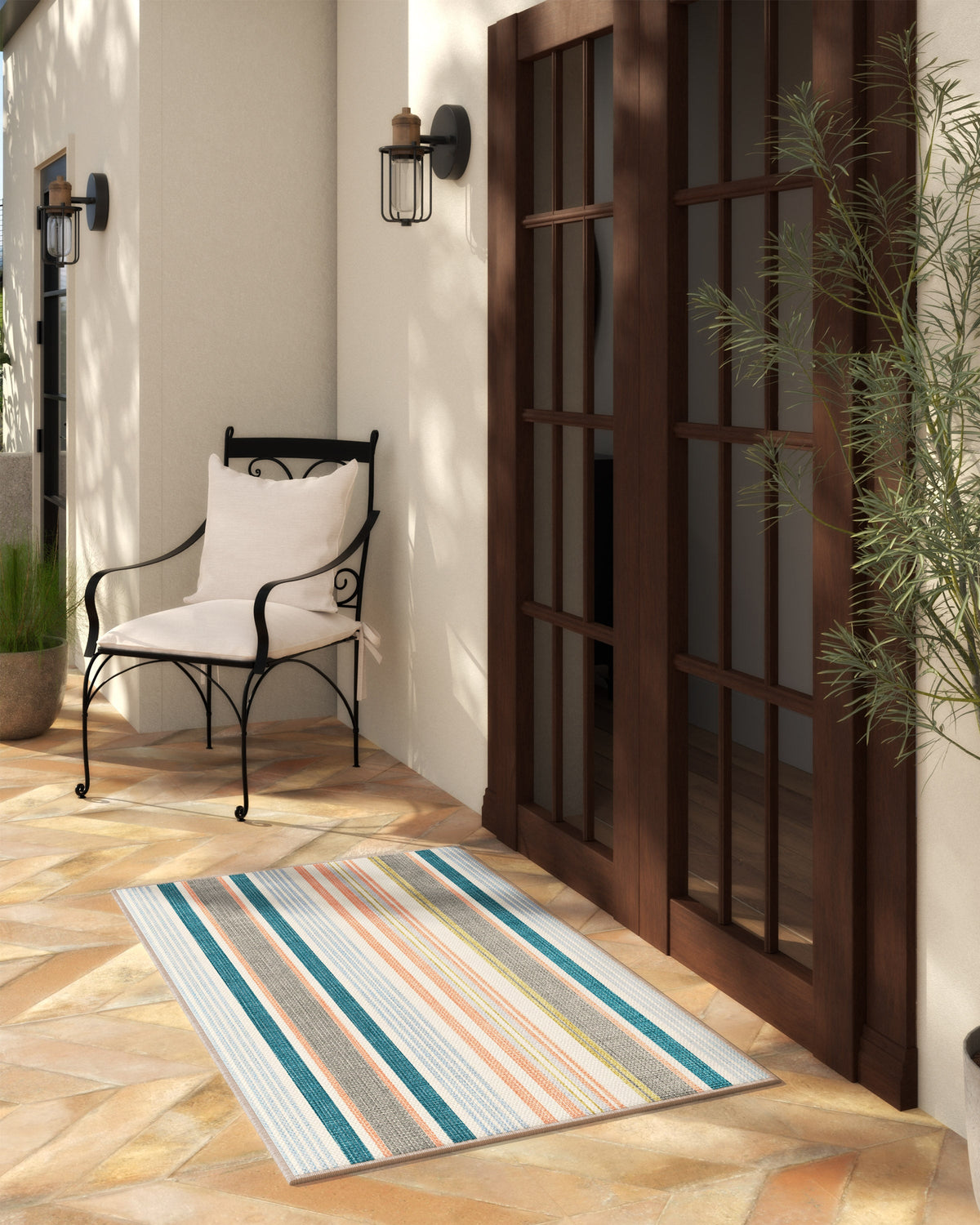 Tropez Stripe — Halı, Turkuaz Çok Renkli, AREA, yaşam alanı, 3x5