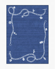 M E Charms — Halı, Gece Mavisi, AREA, beyaz zemin, 5x7