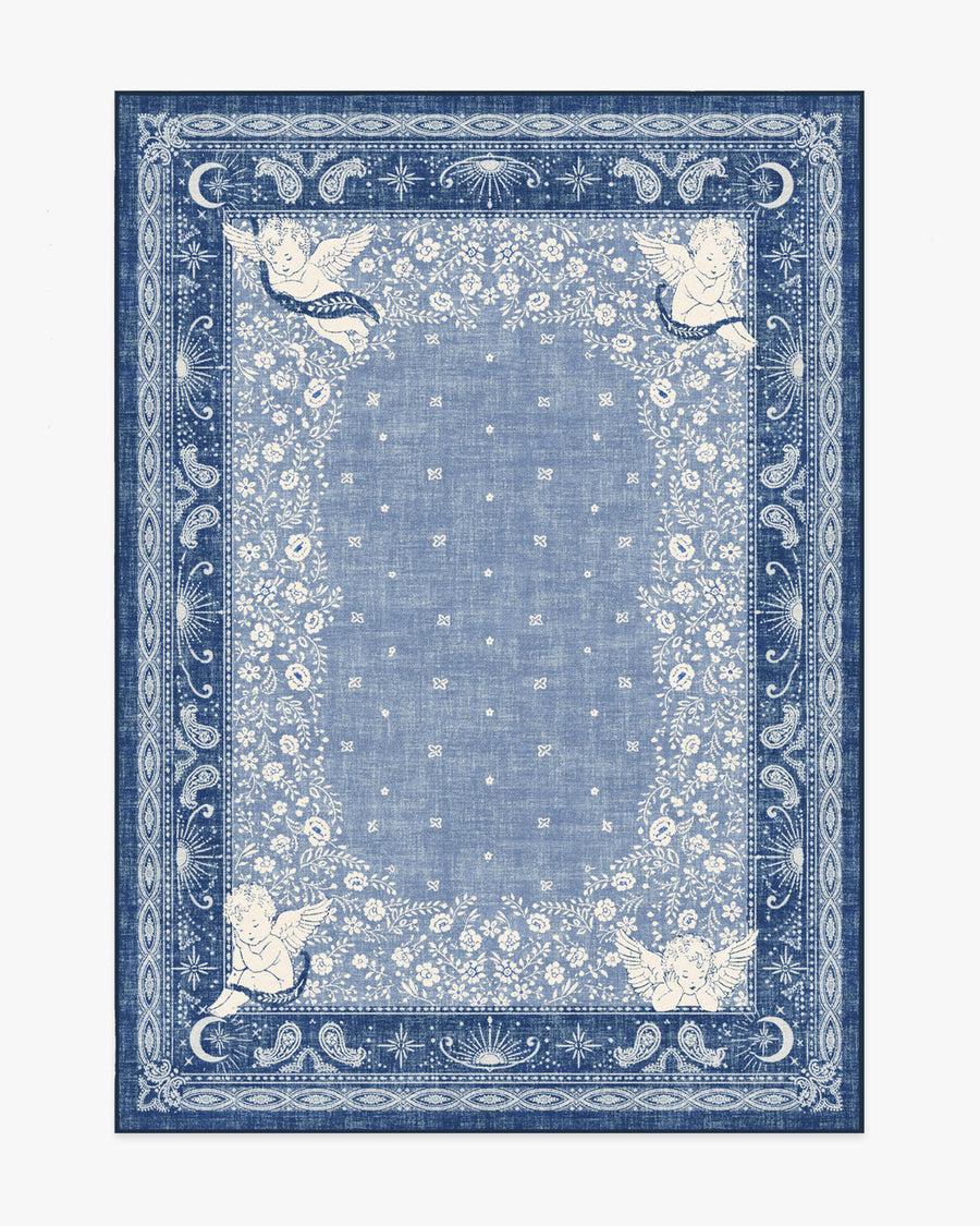 Humbertos Bandana — Halı, Mavi, AREA, beyaz zemin, 5x7