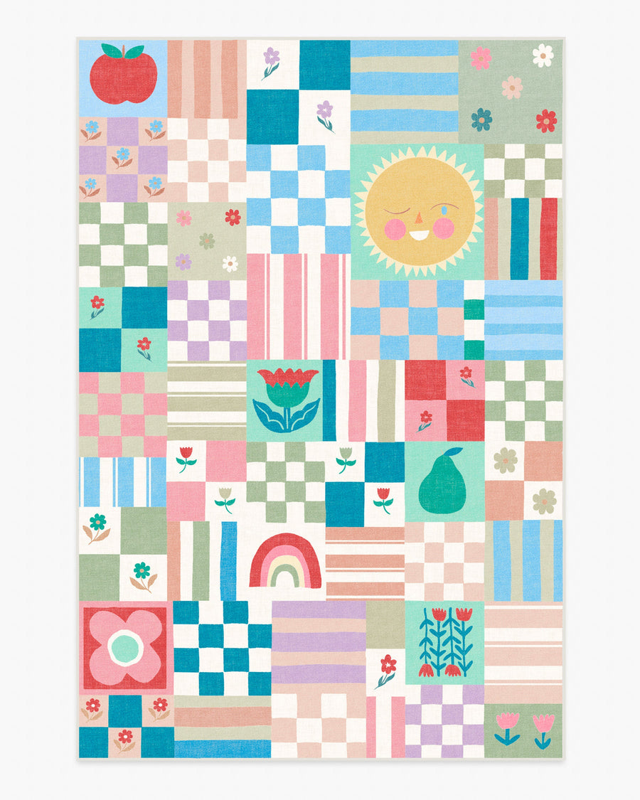 Hello Sunshine Patchwork — Halı, Çok Renkli, AREA, beyaz zemin, 6x9