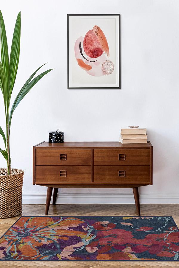 Watercolor Floral — Halı, Lacivert, AREA, yaşam alanı, 3x5