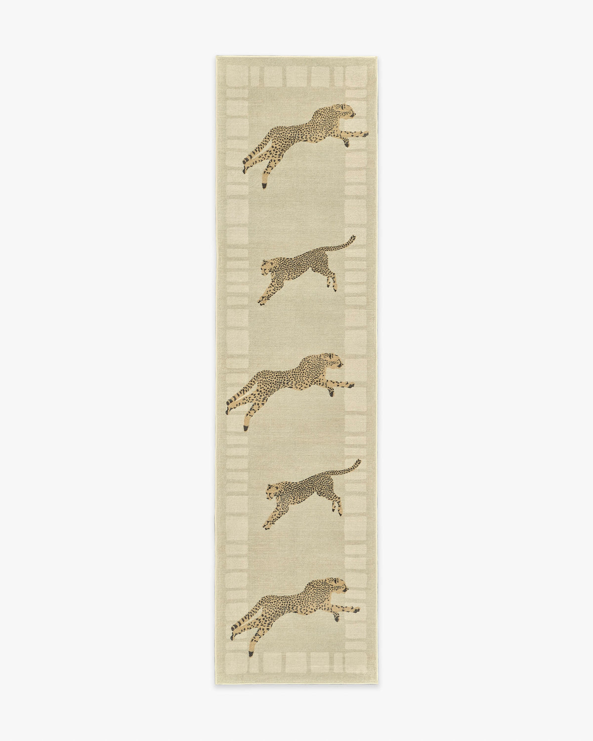 Leaping Cheetah — Halı, Kum, RUNNER, beyaz zemin, 2x10