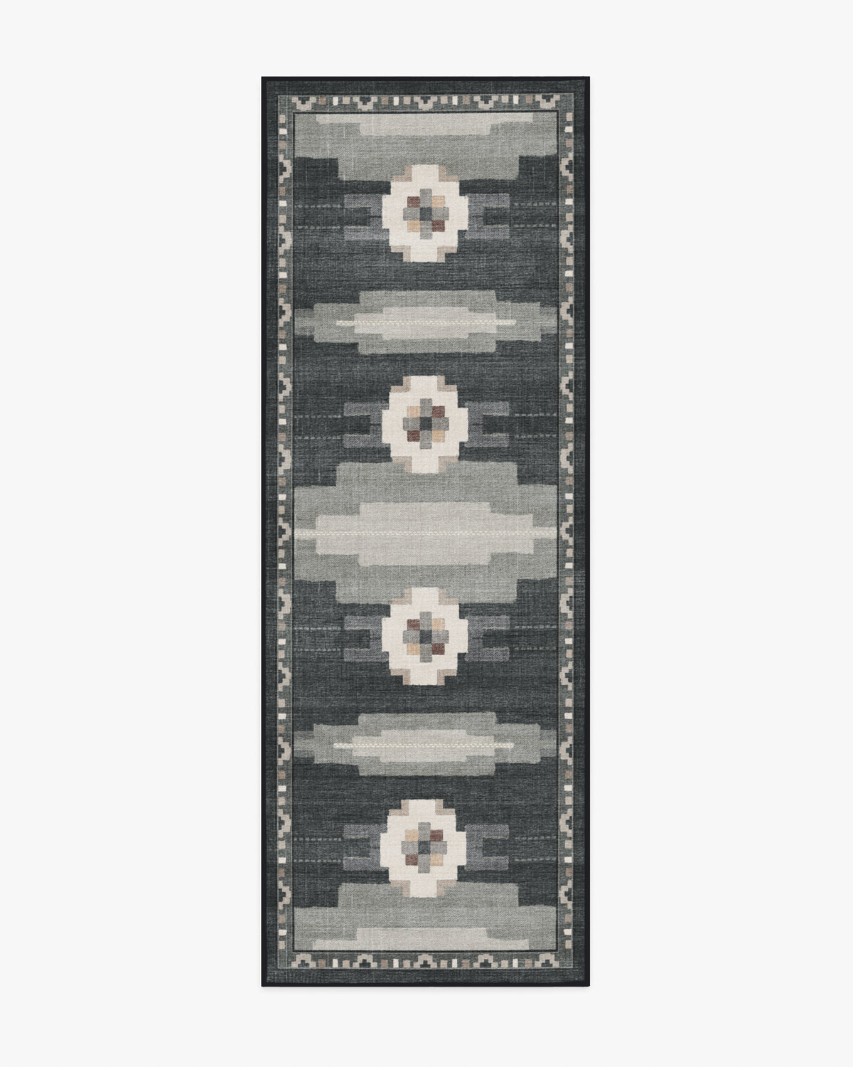 Annika — Halı, Antrasit, RUNNER, beyaz zemin, 2x7