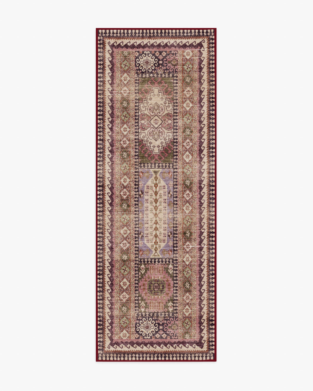 Rumi — Halı, Leylak Zeytin, RUNNER, beyaz zemin, 2x7