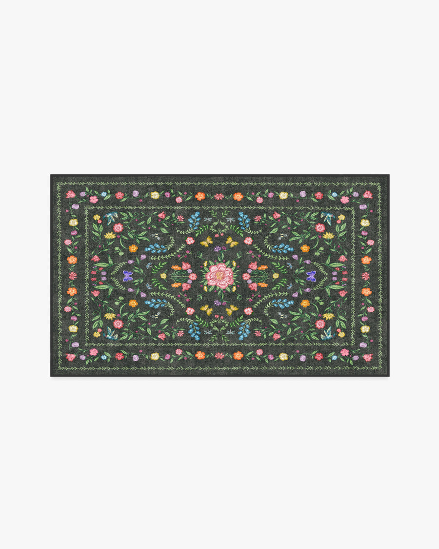 Springtime Lullaby — Halı, Antrasit Çok Renkli, AREA, beyaz zemin, 3x5