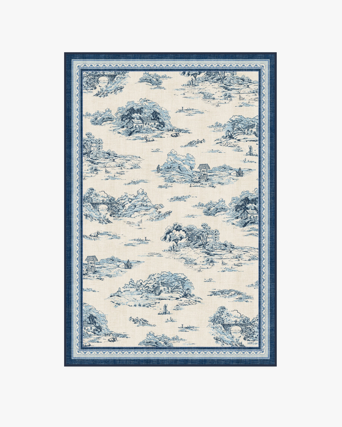 Provence Toile — Halı, Delft Mavisi, AREA, beyaz zemin, 4x6