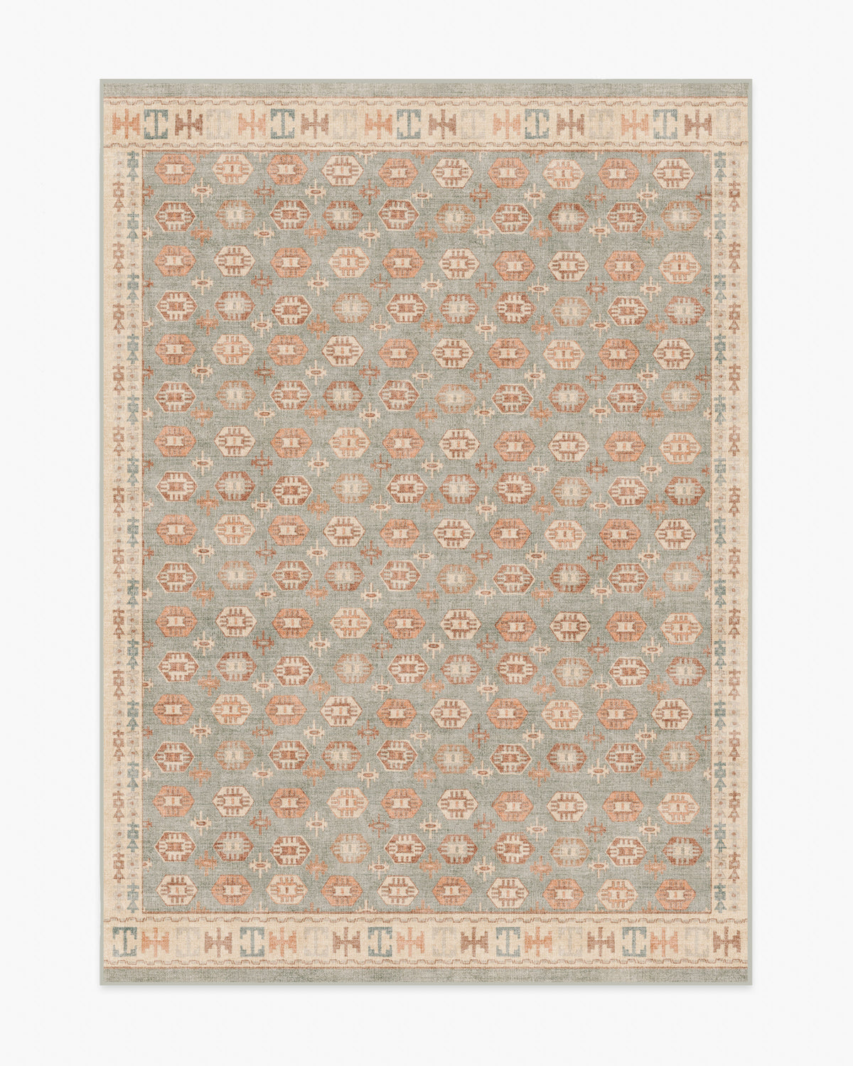 Indira — Halı, Adaçayı Terracotta, AREA, beyaz zemin, 5x7