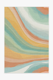 Watercolor Waves — Halı, Bakır Yeşim, AREA, beyaz zemin, 6x9
