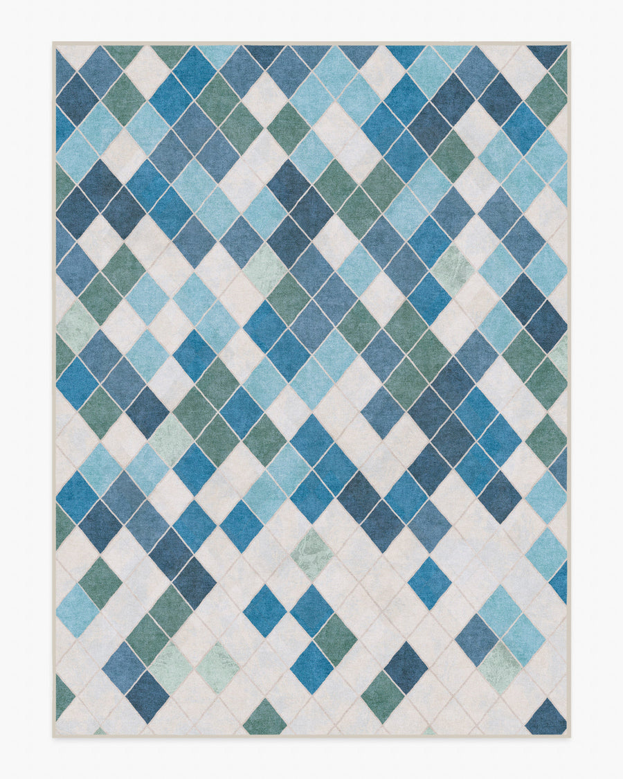 Diamond Mosaic — Halı, Mavi, AREA, beyaz zemin, 9x12