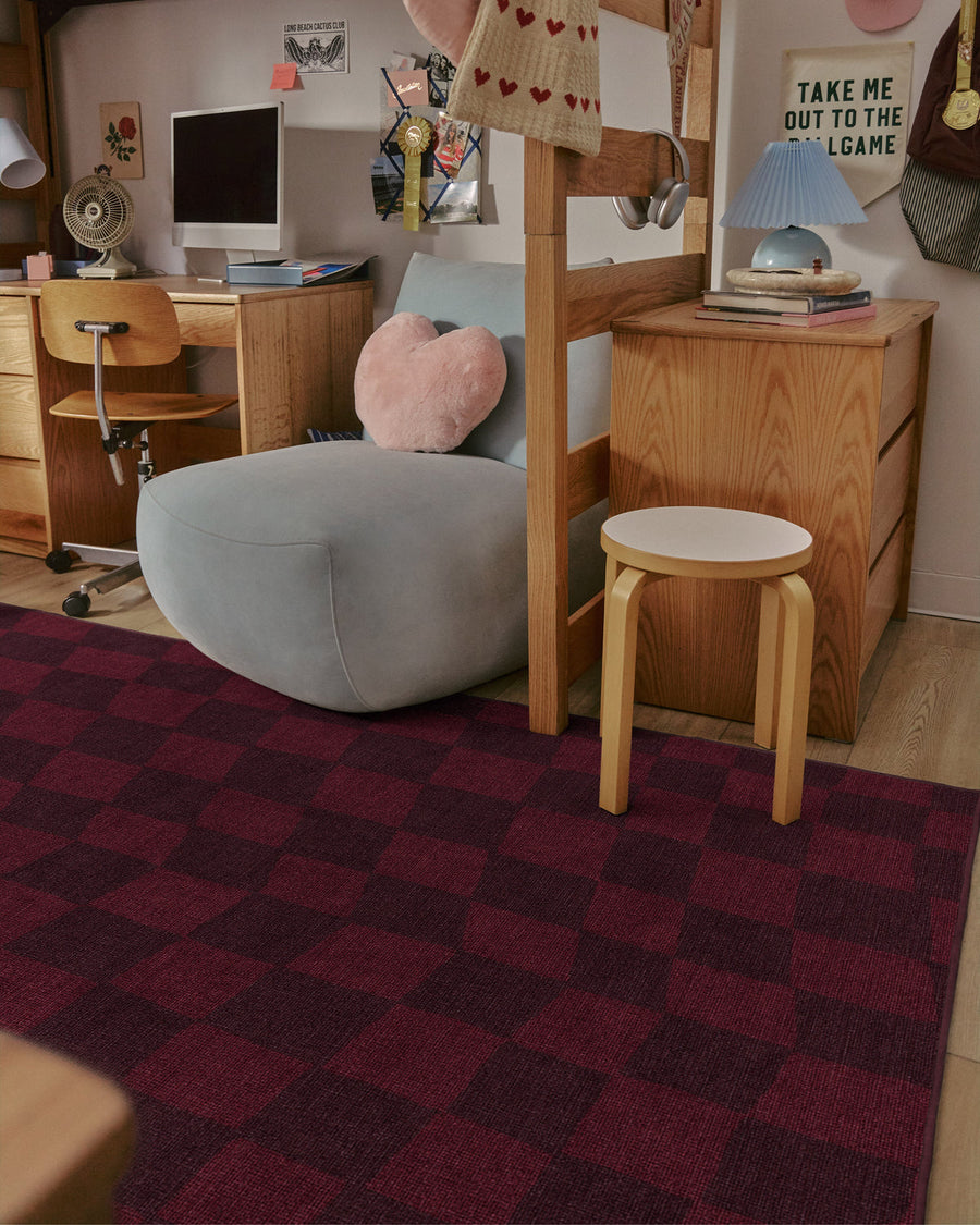 Ricardo Checkerboard — Halı, Bordo, AREA, yaşam alanı, 6x9