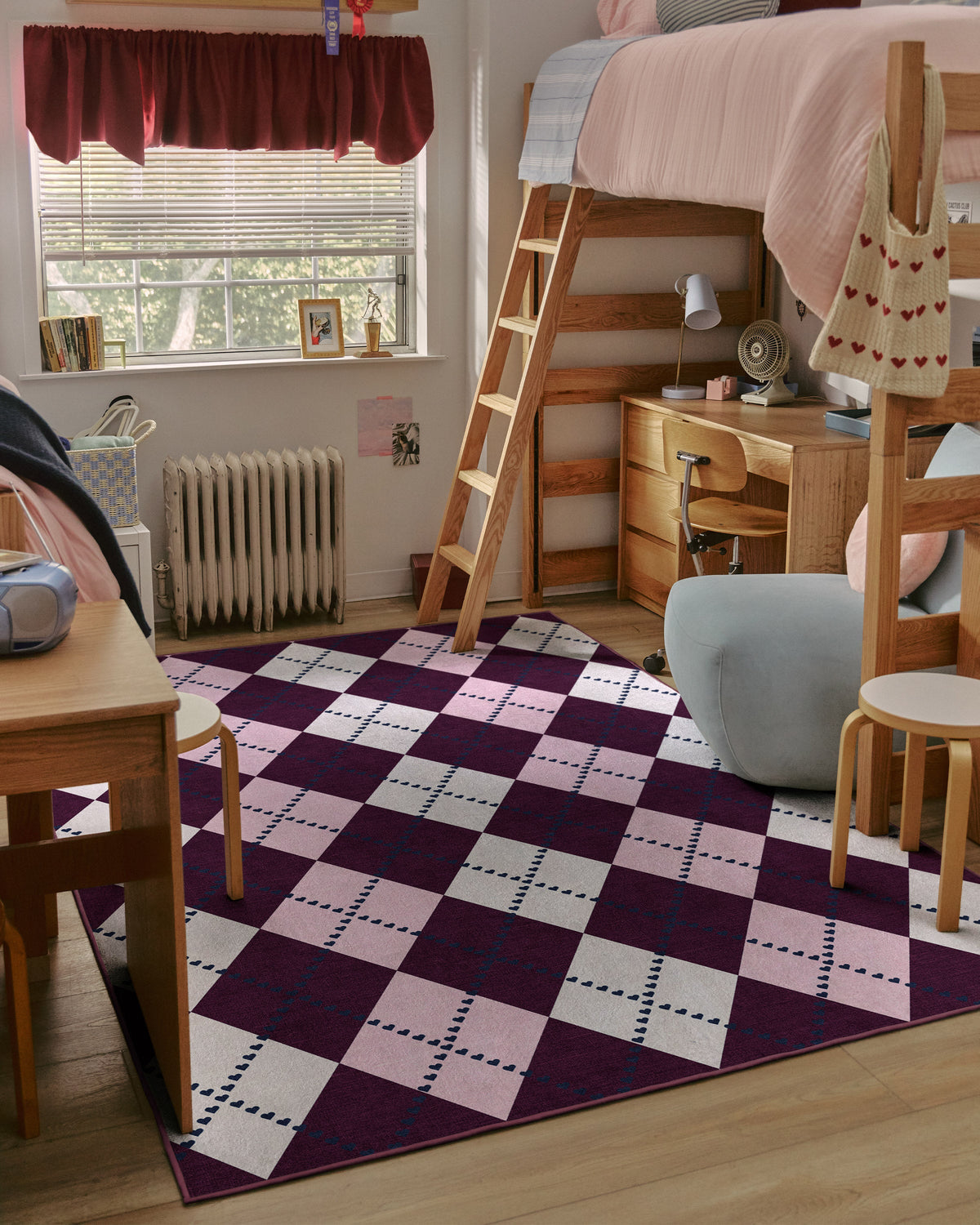143 Argyle — Halı, Bordo Pembe, AREA, yaşam alanı, 6x9