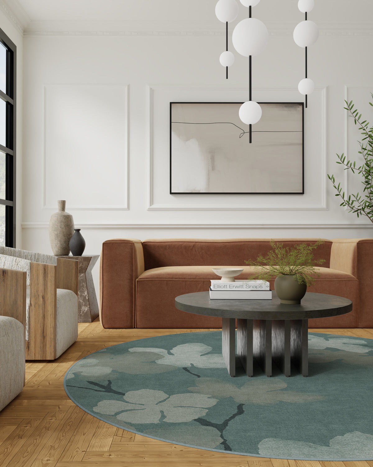 Magnolia — Halı, Turkuaz, ROUND, yaşam alanı, 8R