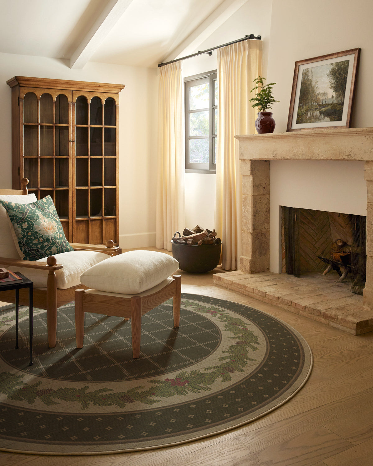 Pine Border — Halı, Koyu Zeytin, ROUND, yaşam alanı, 8R