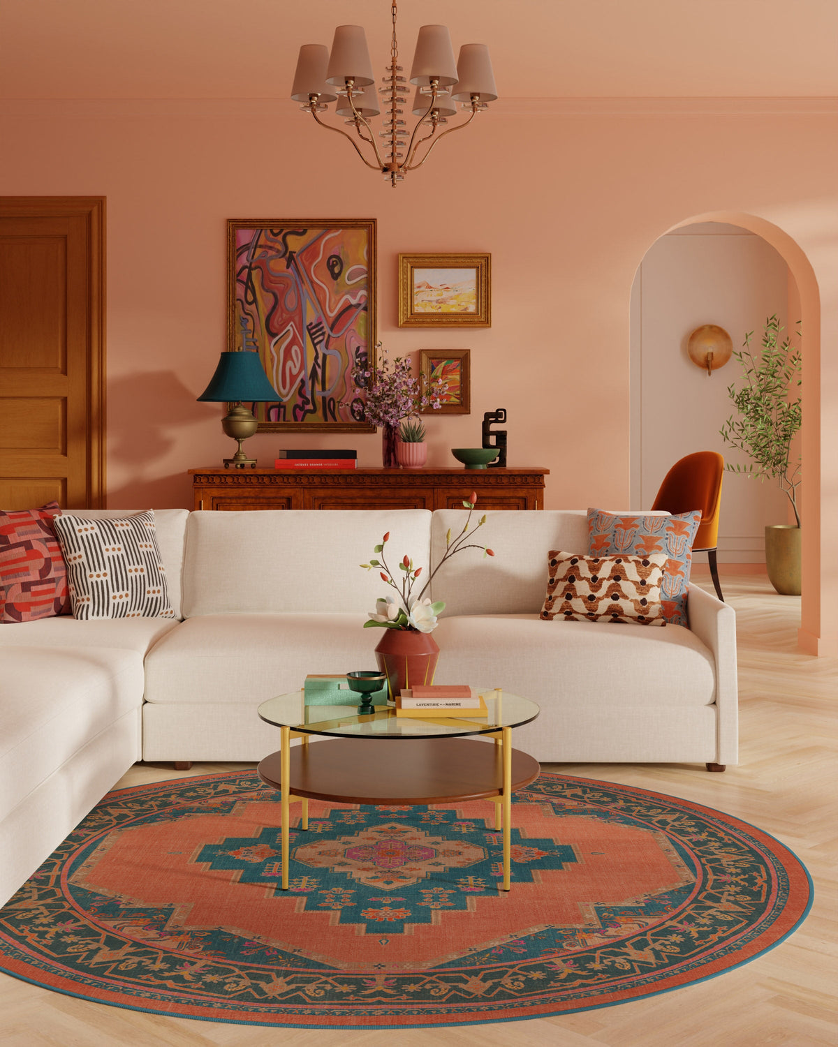 Sunset Bazaar Tropic — Halı, Mercan, ROUND, yaşam alanı, 8R