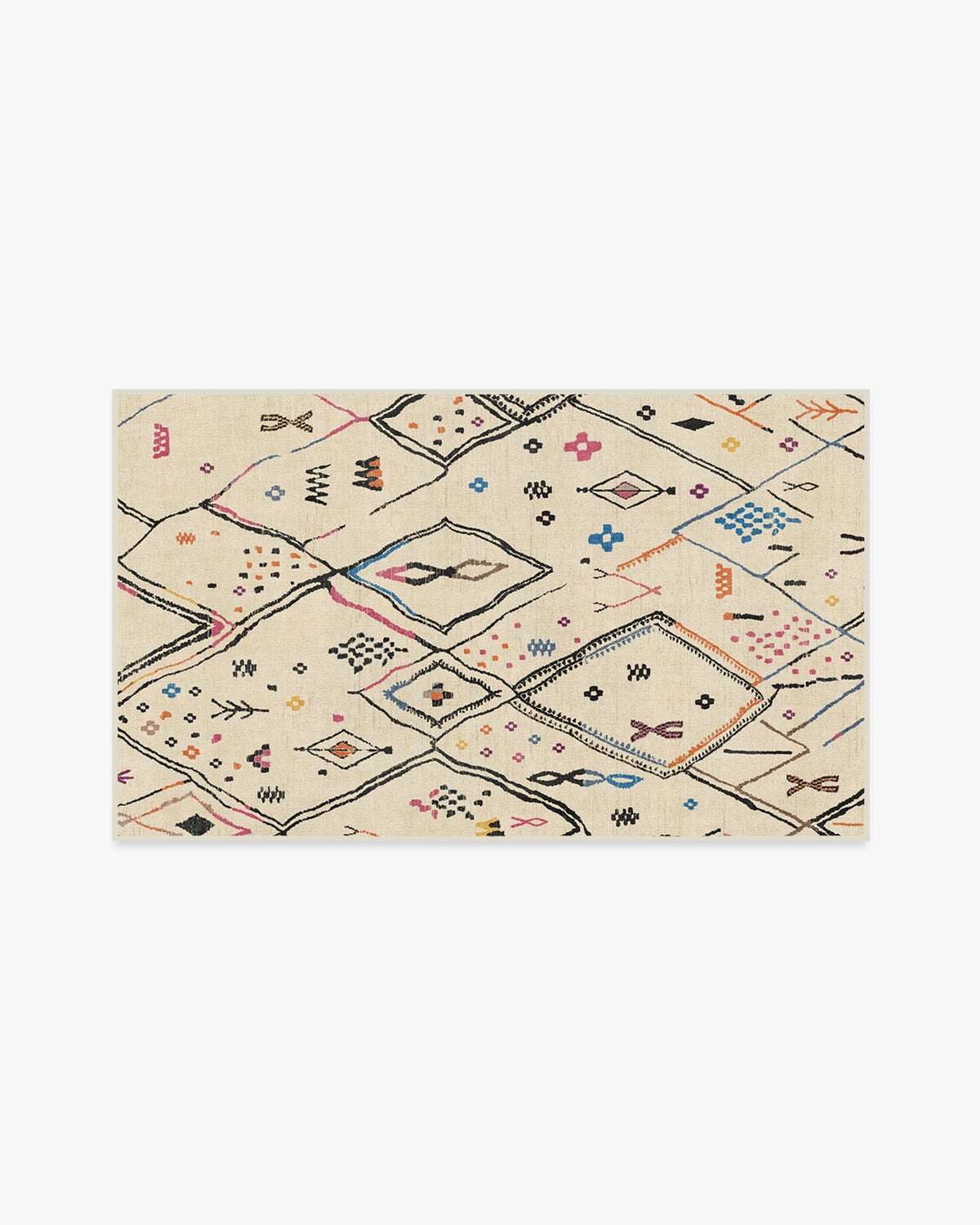 Pamir — Halı, Fildişi Çok Renkli, AREA, beyaz zemin, 3x5