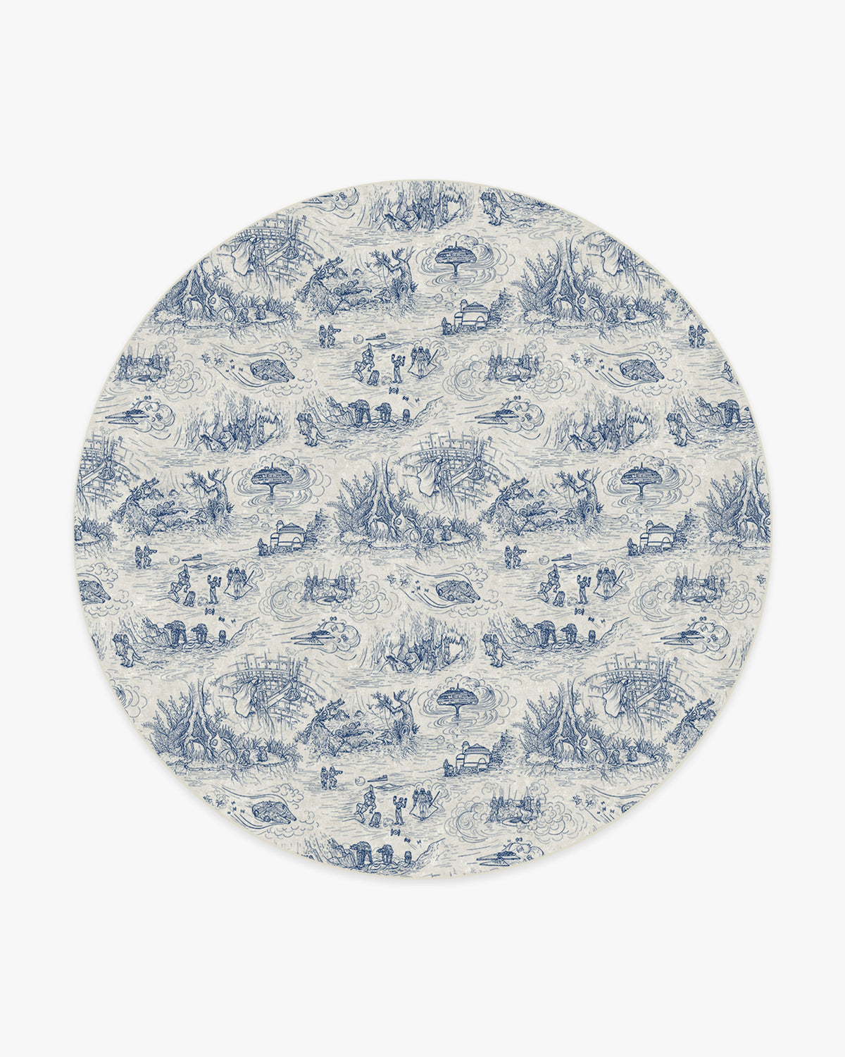 Toile — Halı, Mavi, ROUND, beyaz zemin, 8R