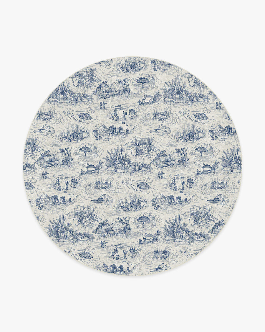 Toile — Halı, Mavi, ROUND, beyaz zemin, 8R
