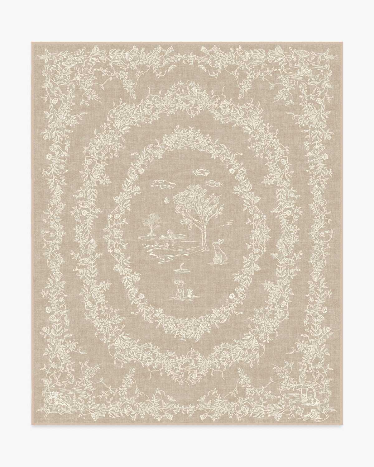 Bashful Bunny Toile — Halı, Doğal, AREA, beyaz zemin, 8x10