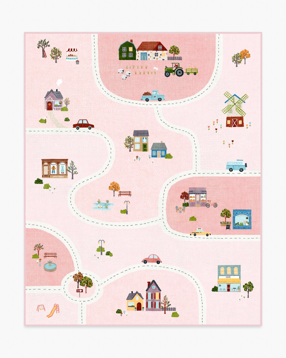 About Town — Halı, Pembe, AREA, beyaz zemin, 8x10