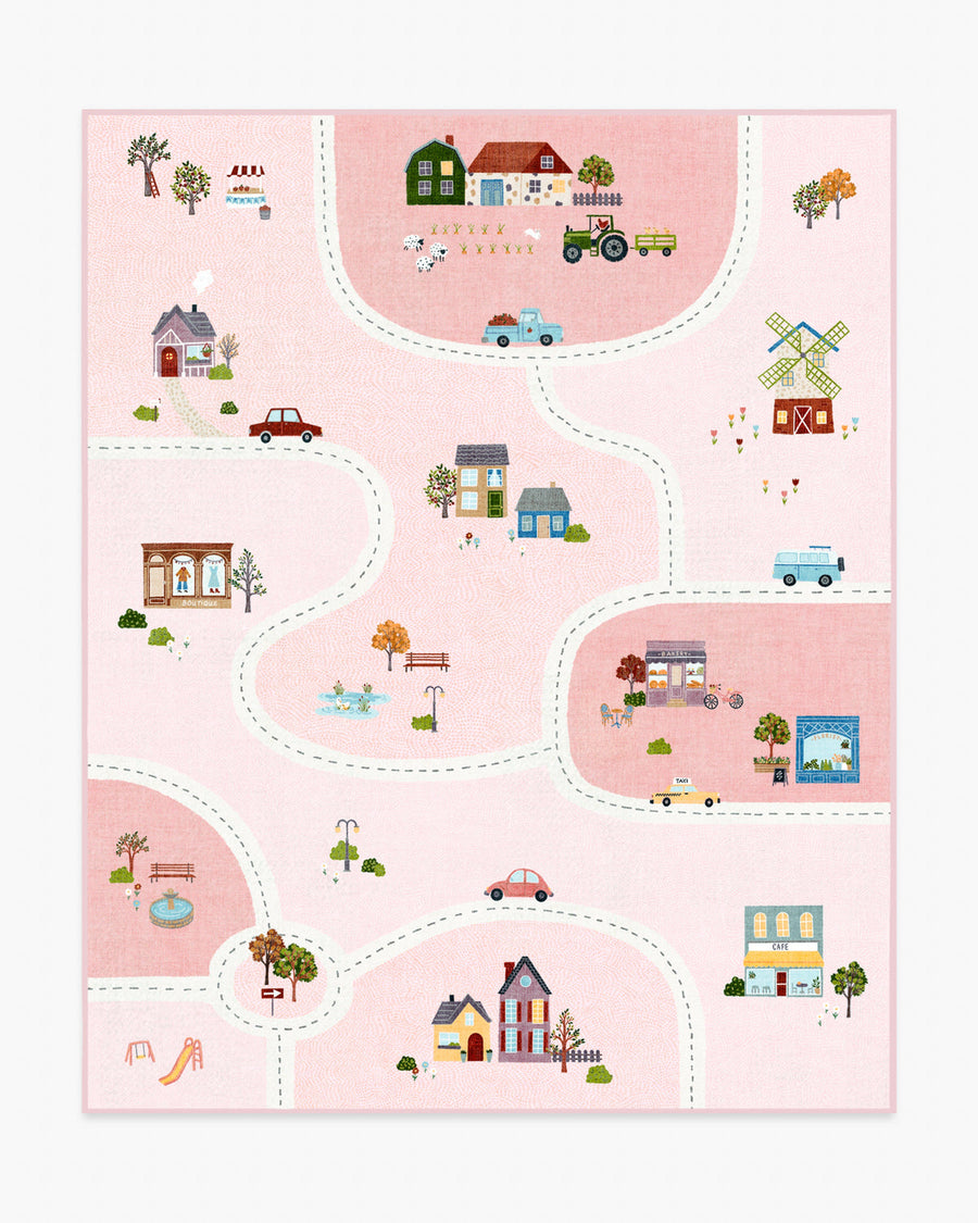 About Town — Halı, Pembe, AREA, beyaz zemin, 8x10