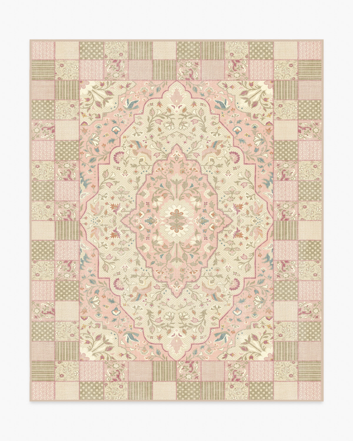 Playful Patchwork — Halı, Pembe, AREA, beyaz zemin, 8x10