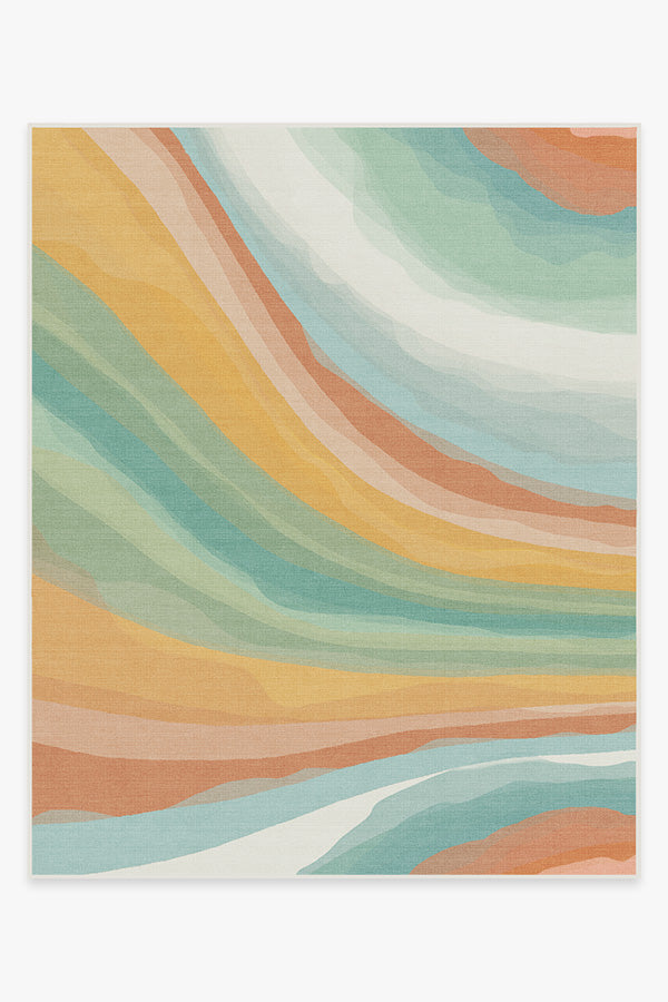 Watercolor Waves — Halı, Bakır Yeşim, AREA, beyaz zemin, 8x10