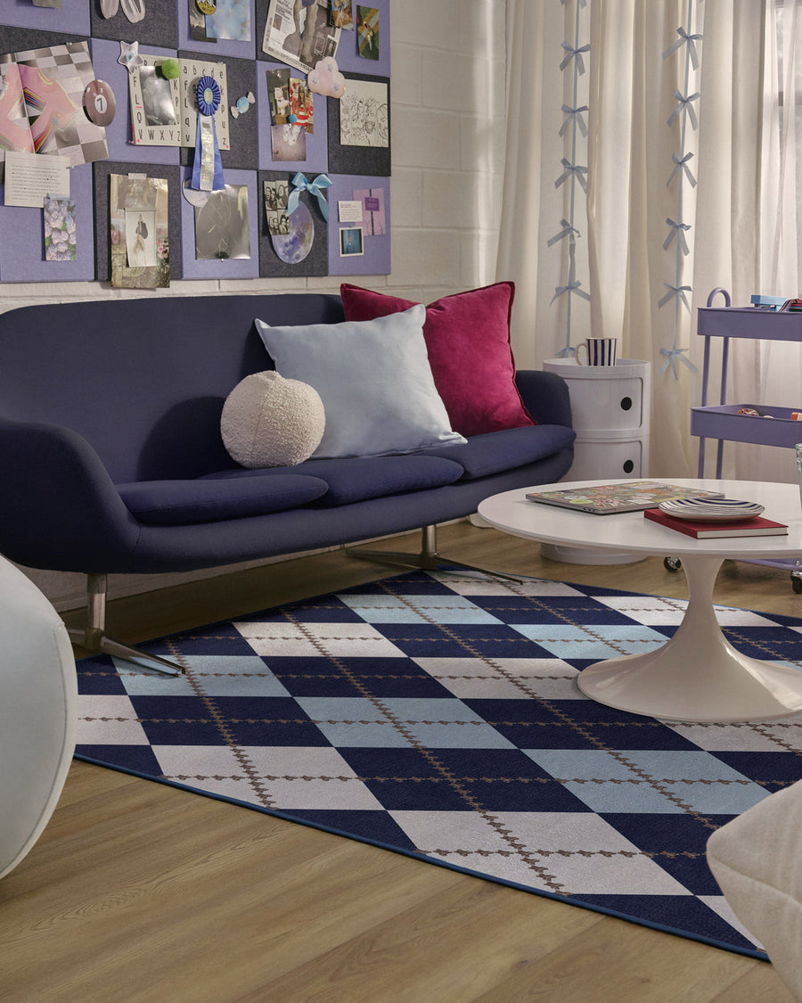 Teddy Bear Argyle — Halı, Lacivert Mavi, AREA, yaşam alanı, 6x9