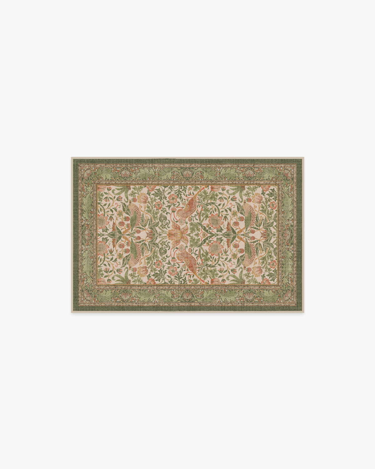 Morris And Co Strawberry Thief — Halı, Adaçayı Gül, AREA, beyaz zemin, 2x3
