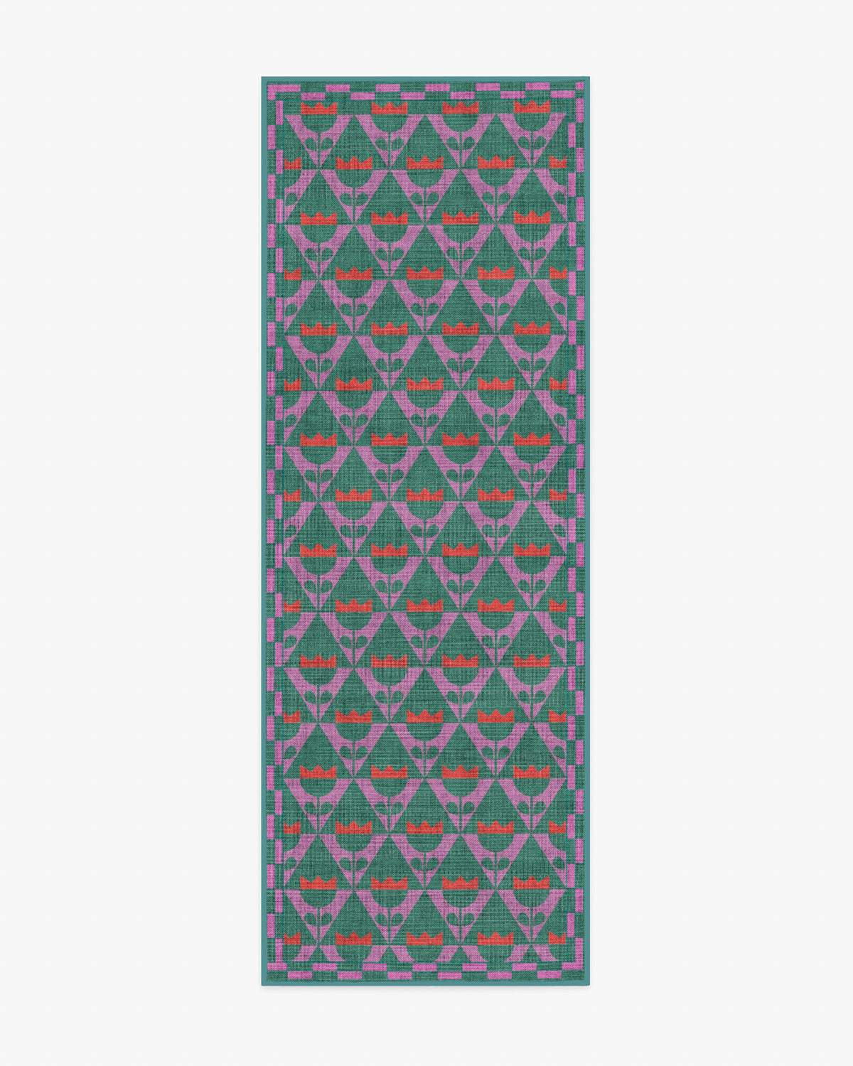 Tulip Heaven — Halı, Yeşil Lavanta, RUNNER, beyaz zemin, 2x7