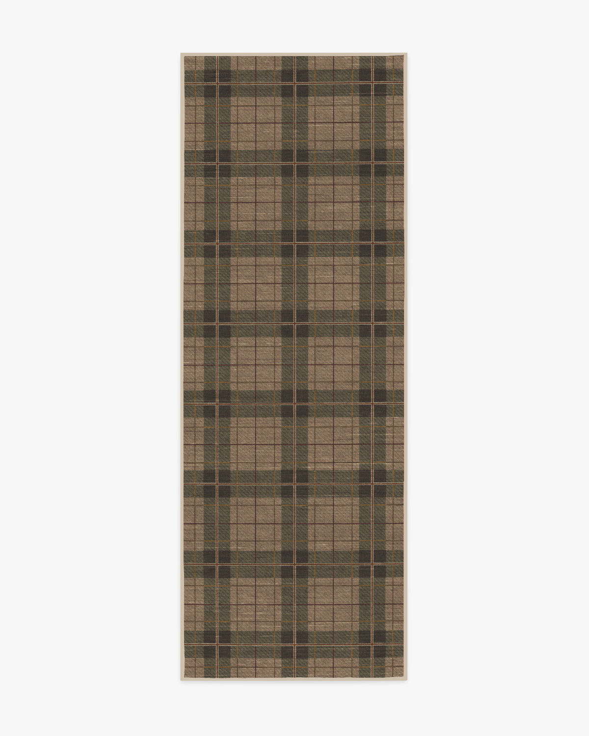 Alfie Plaid — Halı, Doğal Yeşil, RUNNER, beyaz zemin, 2x7