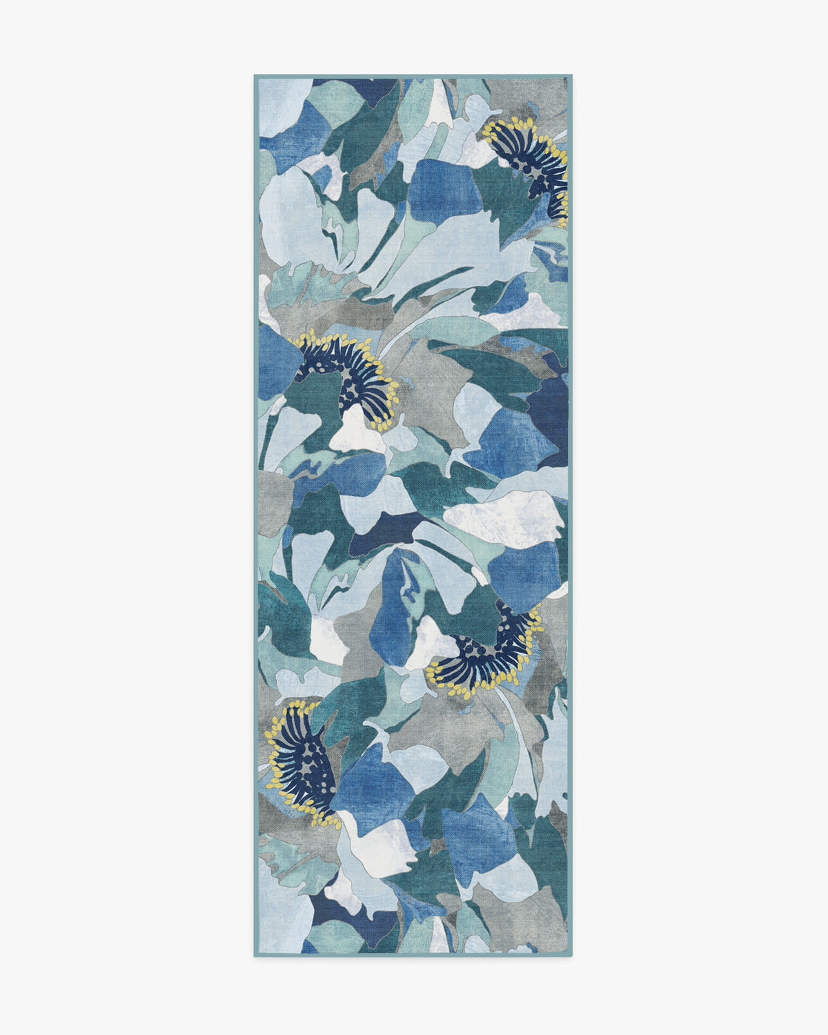 Peony Promenade — Halı, Arduvaz Mavisi, RUNNER, beyaz zemin, 2x7