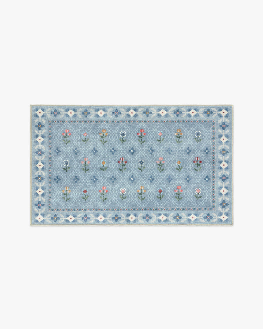 Ella — Halı, Arduvaz Mavisi, AREA, beyaz zemin, 3x5