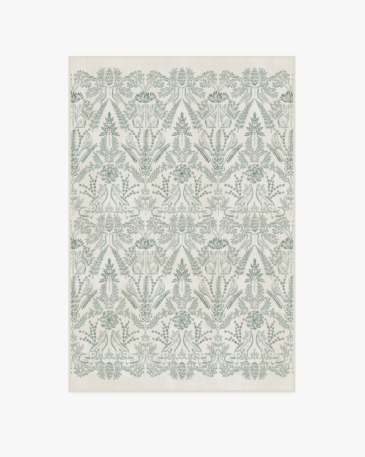 Fern Fable — Halı, Yeşil, AREA, beyaz zemin, 4x6