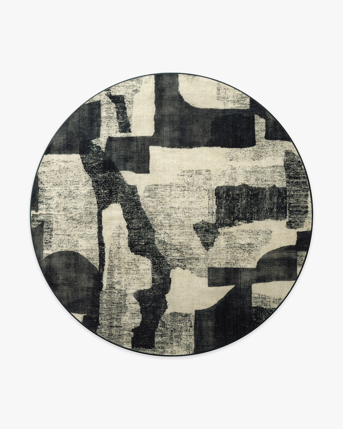 Riven — Halı, Antrasit Krem, ROUND, beyaz zemin, 8R