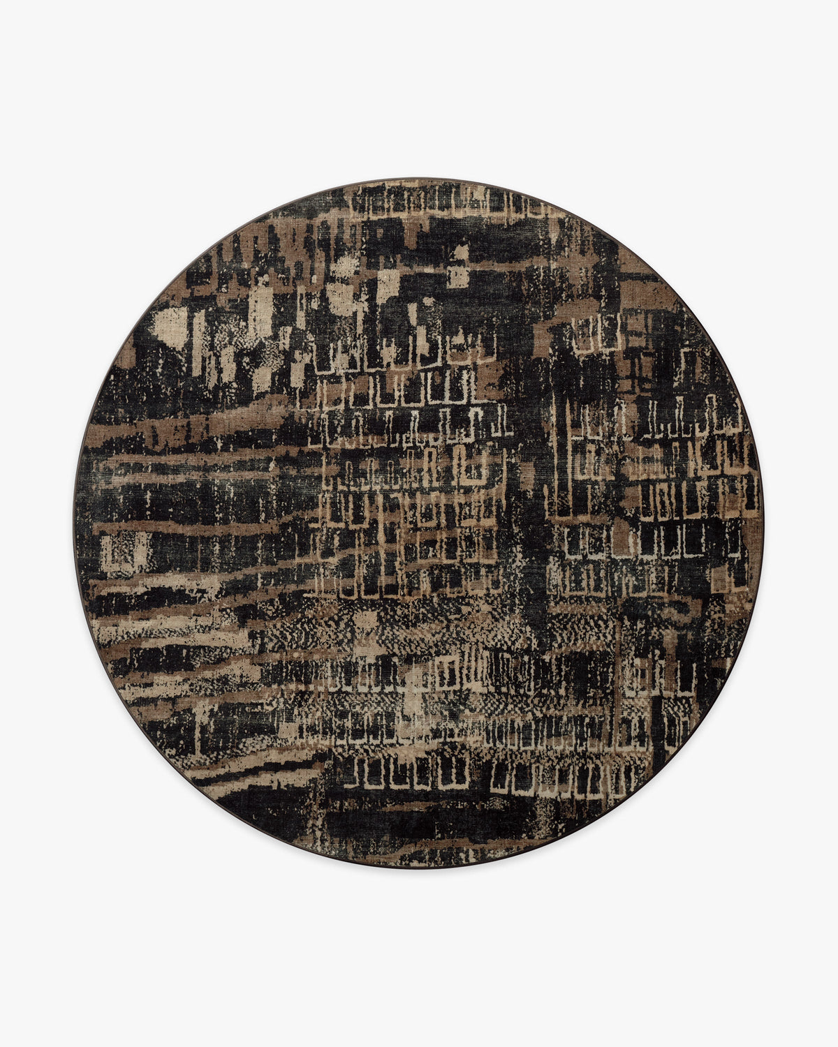 Ourea — Halı, Koyu Ahşap, ROUND, beyaz zemin, 8R
