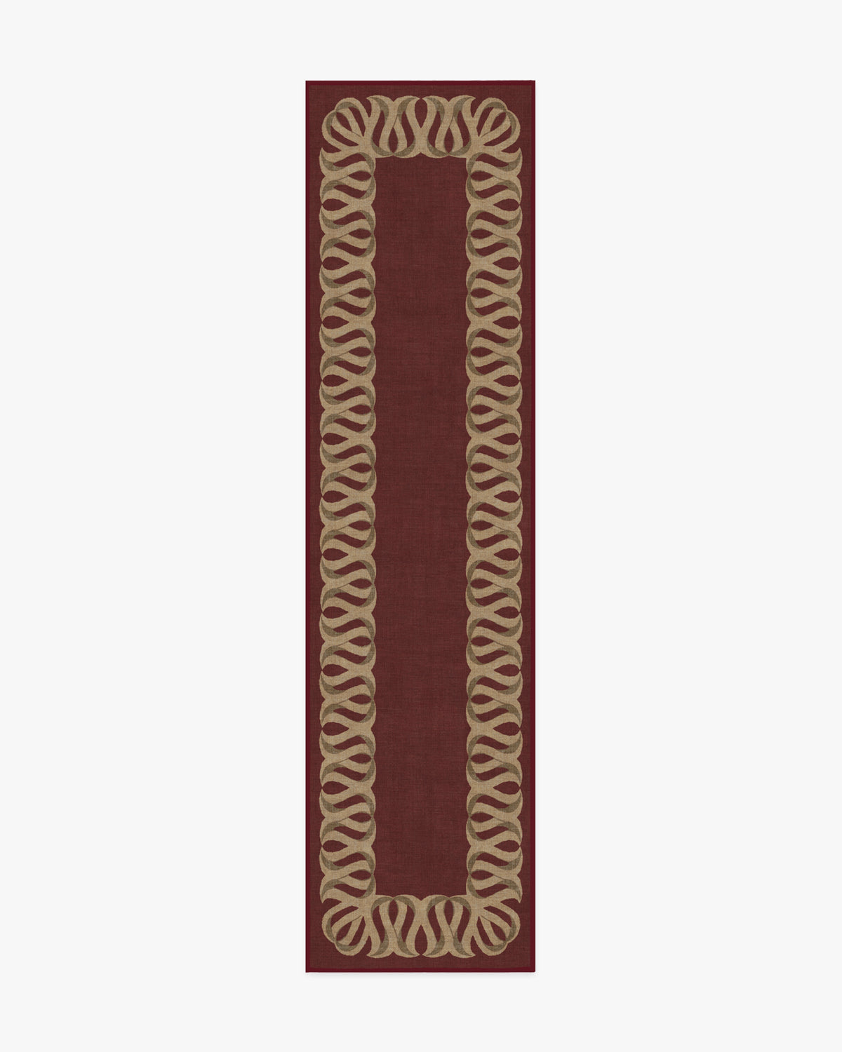 Ribbon Border — Halı, Kırmızı Doğal, RUNNER, beyaz zemin, 2x10