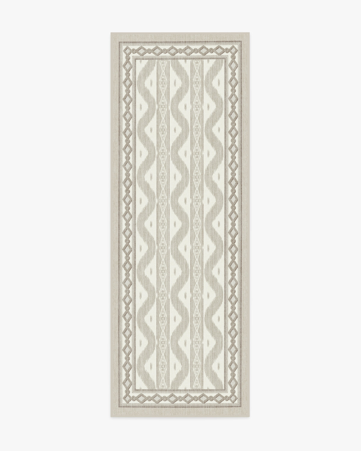 Ava Ikat — Halı, Bej, RUNNER, beyaz zemin, 2x7