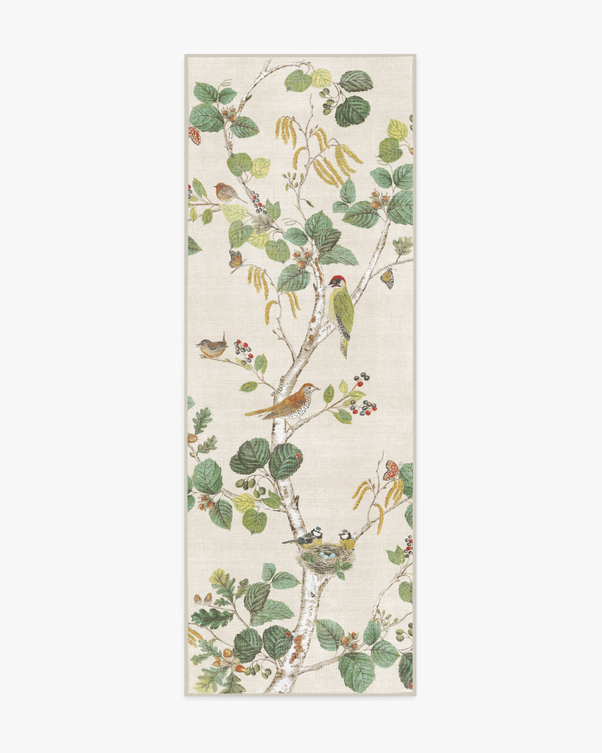 Woodland Chorus — Halı, Fawn, RUNNER, beyaz zemin, 2x7