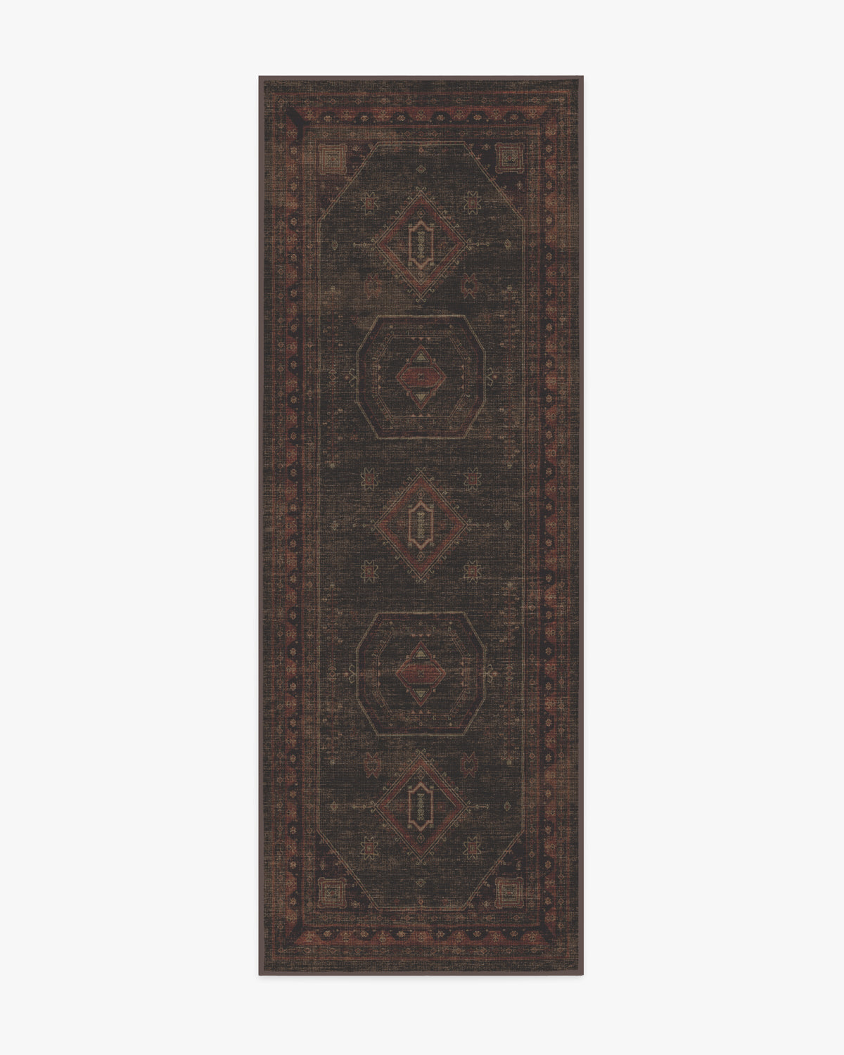 Shira — Halı, Bordeaux Kahverengi, RUNNER, beyaz zemin, 2x7