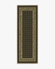 Pine Border — Halı, Koyu Zeytin, RUNNER, beyaz zemin, 2x7